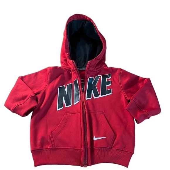 NIKE BABY BOY RED ZIPPERED HOODIE SIZE 12 MONTHS - Picture 4 of 6